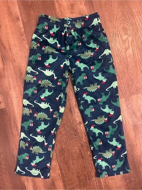 Kids Navy Santa Dinosaur Print Pajama Pants